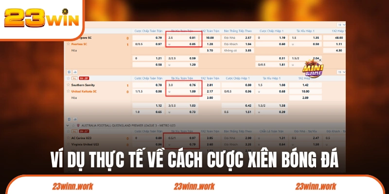Ví dụ thực tế về cách cược xiên bóng đá