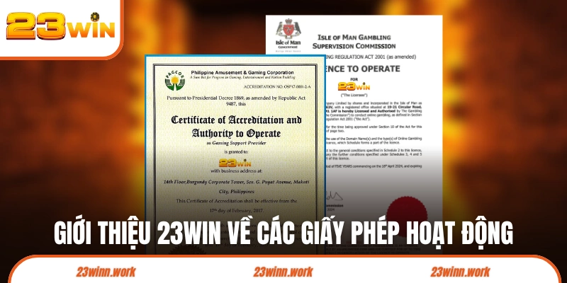 Giới thiệu 23WIN về các giấy phép hoạt động
